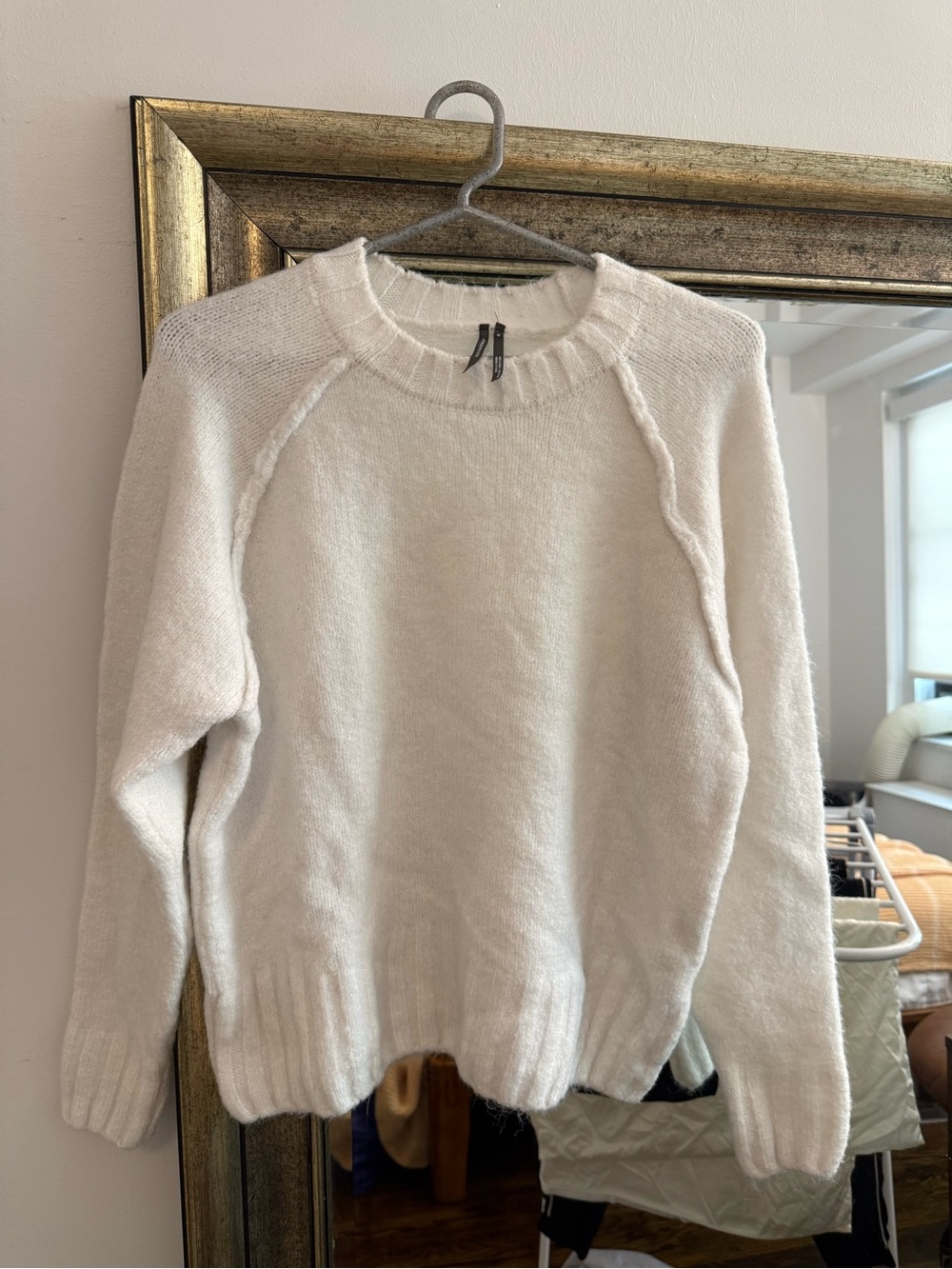 Anthropologie Women's White Crewneck Sweater